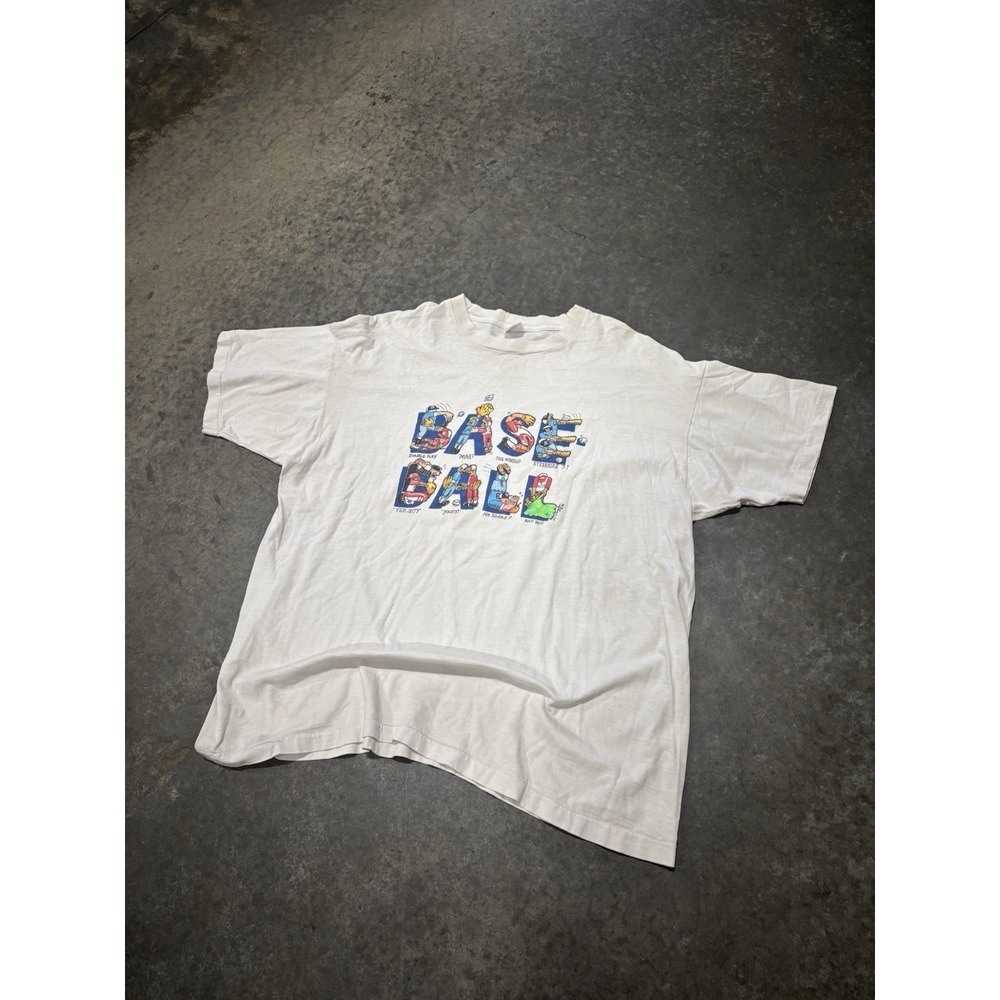 Vintage 90s 1992 Single Stitch Baseball Graphic T Shirt Size XXL